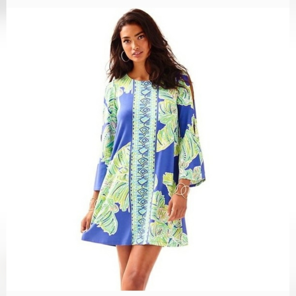 Lilly Pulitzer Latitide Adjustment Ophelia Swing Dress Small Blue Green Coastal